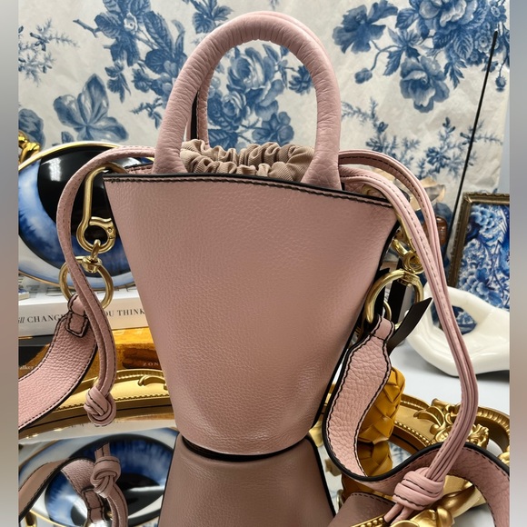🆕 SEE BY CHLOE 🧿 NWOT LEATHER MINI CECILYA PINK BUCKET BAG - Picture 12 of 15